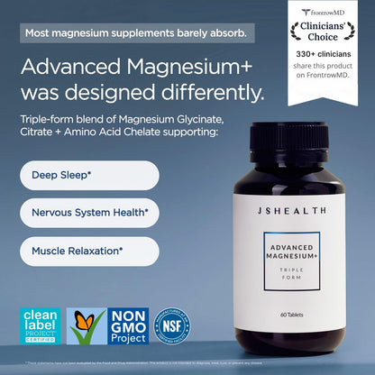 JSHealth Magnesium Supplement for Sleep. 400mg Triple-Form Glycinate, Citrate, Amino Acid Chelate - PrimeBioHealth - canada supplements