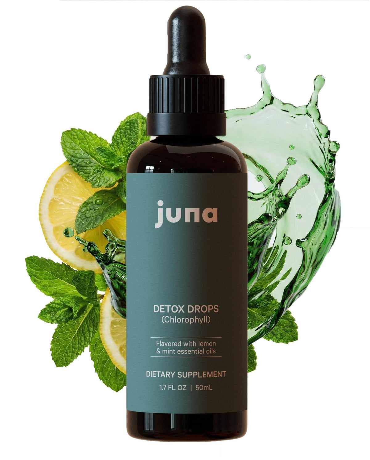 Juna Detox Chlorophyll Drops — Daily Wellness & Detox Support | Lemon Mint Spa Water Taste | Supports Cellular Health, Cleanse - PrimeBioHealth - canada supplements
