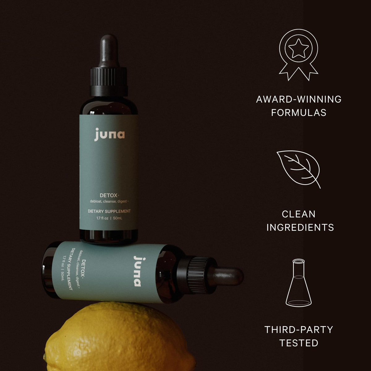 Juna Detox Chlorophyll Drops — Daily Wellness & Detox Support | Lemon Mint Spa Water Taste | Supports Cellular Health, Cleanse - PrimeBioHealth - canada supplements