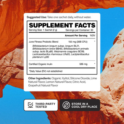June Science Fitness + Recovery | Fast Melt Pre + Probiotic for Muscle Recovery + Training - Citrus Blast Flavor, 30 Powder Sachets - PrimeBioHealth - canada supplements
