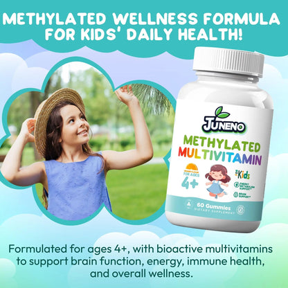 Juneno Methylated Multivitamin Gummies for Kids - MTHFR Support Supplement with B Complex 5-MTHF Folate (L-Methylfolate) - PrimeBioHealth - canada supplements