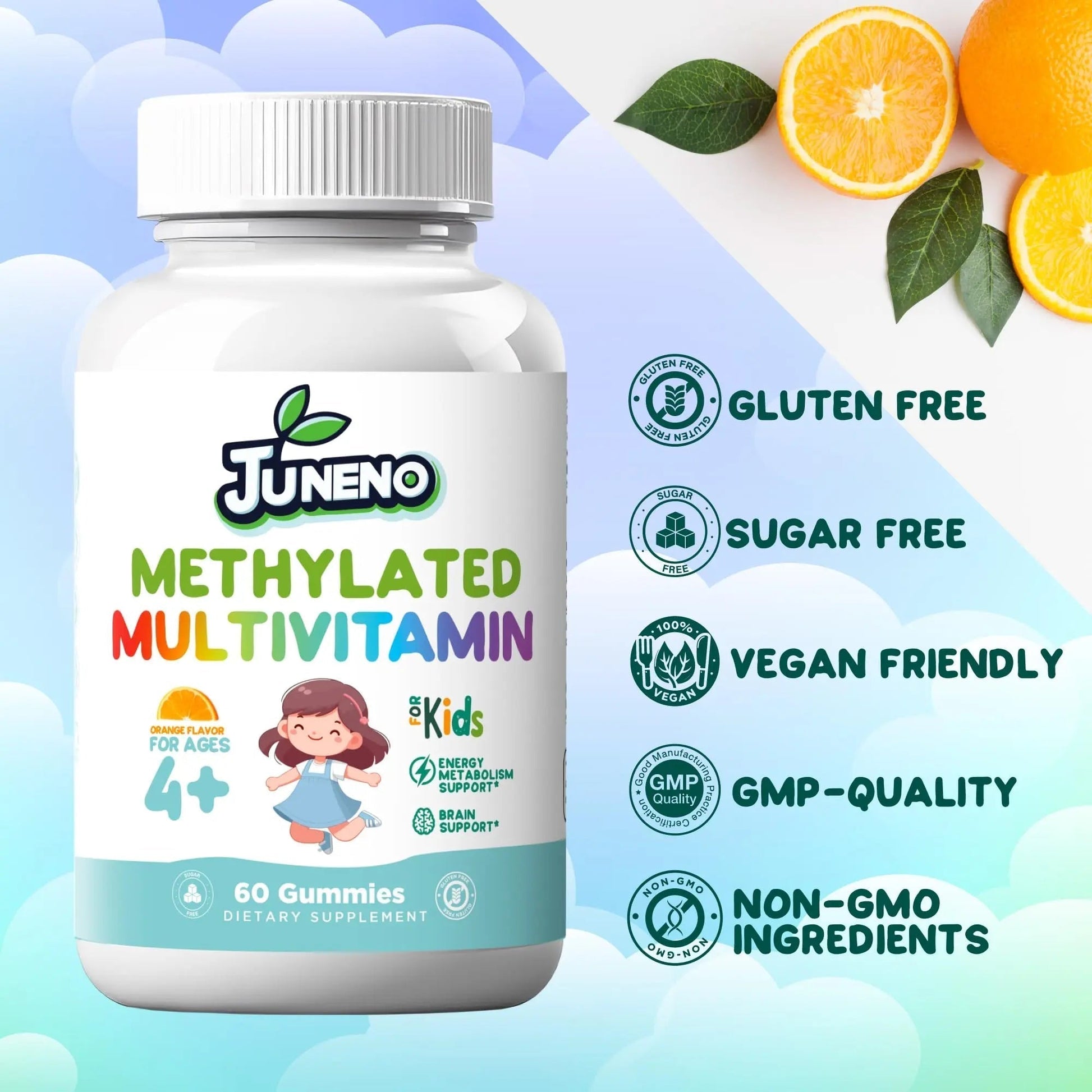 Juneno Methylated Multivitamin Gummies for Kids - MTHFR Support Supplement with B Complex 5-MTHF Folate (L-Methylfolate) - PrimeBioHealth - canada supplements