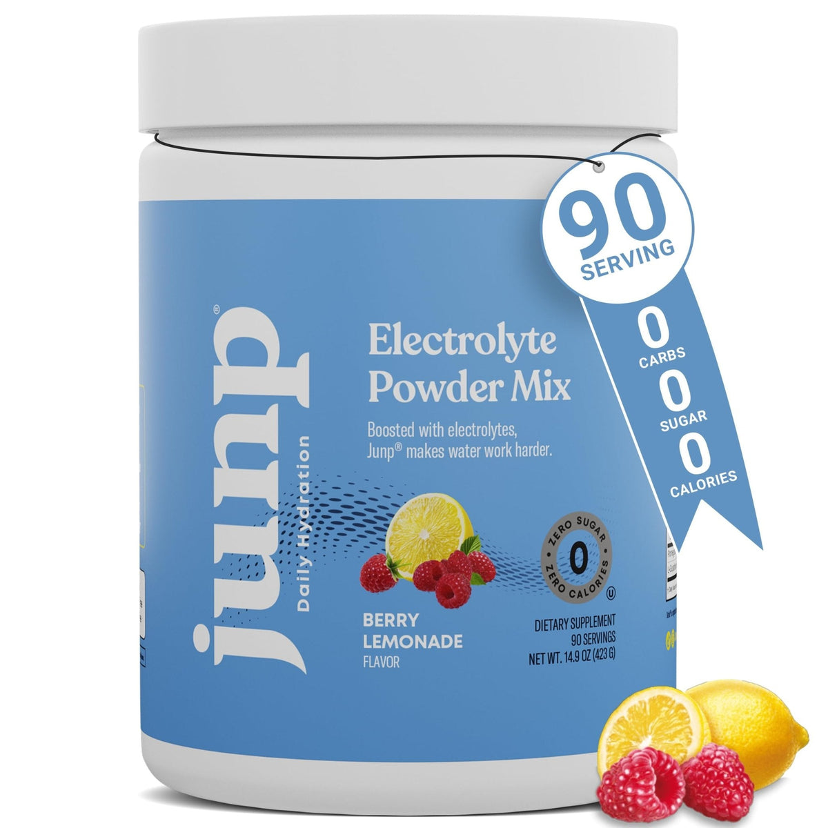 JUNP Electrolytes Powder No Sugar No Carbs – Berry Lemonade Keto Electrolyte Drink Mix - Potassium & Salt Hydration Powder Electrolytes - Zero Calorie Sugar Free Electrolyte Powder, 90 Servings - PrimeBioHealth - canada supplements