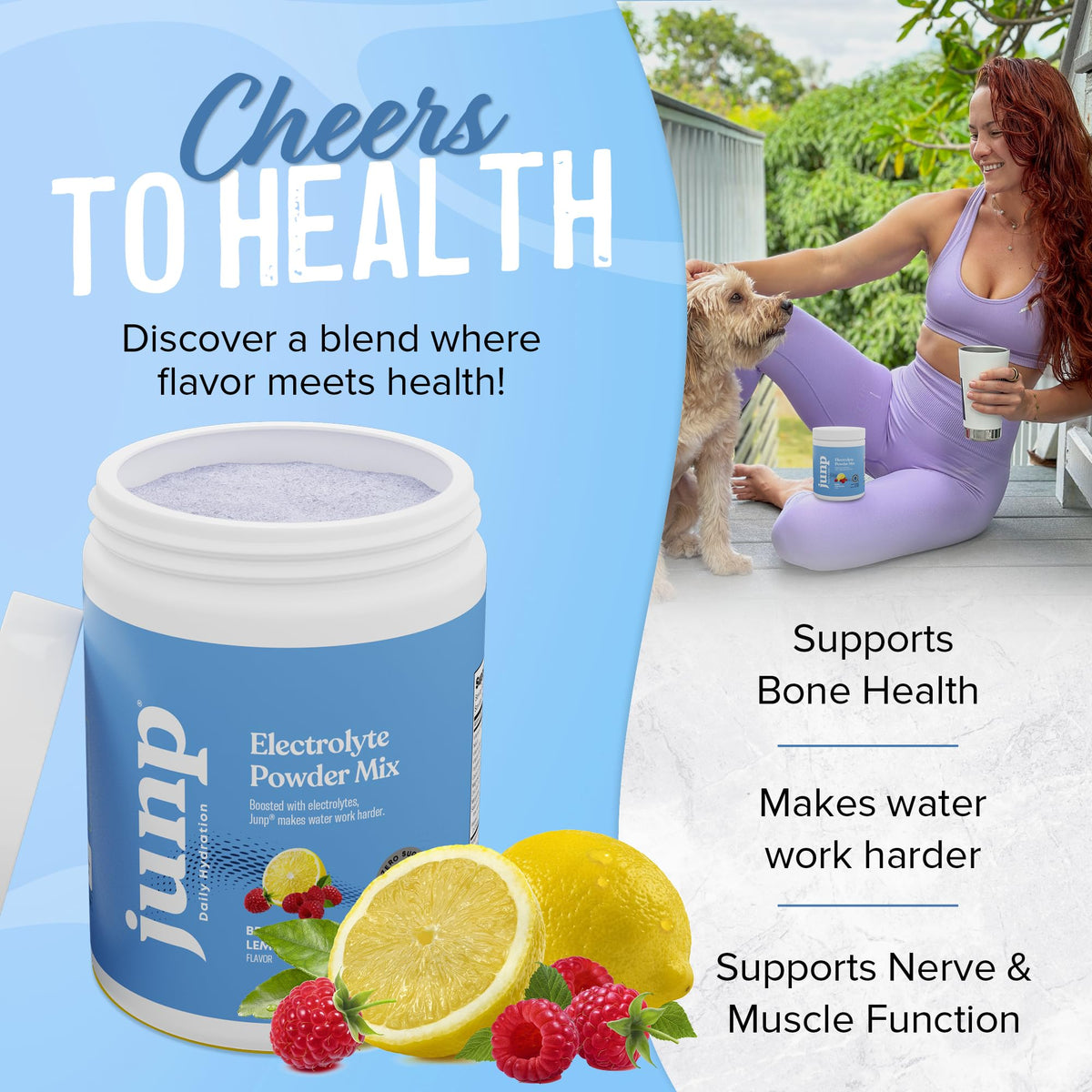 JUNP Electrolytes Powder No Sugar No Carbs – Berry Lemonade Keto Electrolyte Drink Mix - Potassium & Salt Hydration Powder Electrolytes - Zero Calorie Sugar Free Electrolyte Powder, 90 Servings - PrimeBioHealth - canada supplements