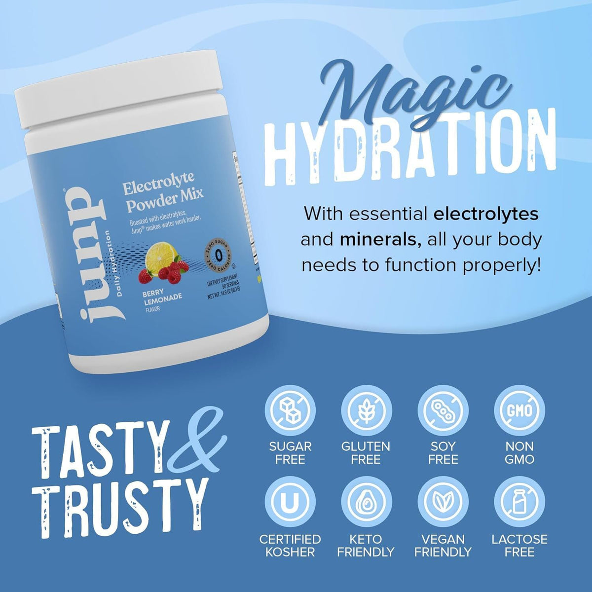 JUNP Electrolytes Powder No Sugar No Carbs – Berry Lemonade Keto Electrolyte Drink Mix - Potassium & Salt Hydration Powder Electrolytes - Zero Calorie Sugar Free Electrolyte Powder, 90 Servings - PrimeBioHealth - canada supplements