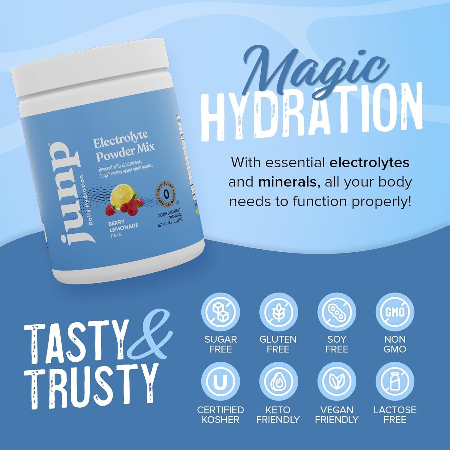JUNP Electrolytes Powder No Sugar No Carbs – Berry Lemonade Keto Electrolyte Drink Mix - Potassium & Salt Hydration Powder Electrolytes - Zero Calorie Sugar Free Electrolyte Powder, 90 Servings - PrimeBioHealth - canada supplements