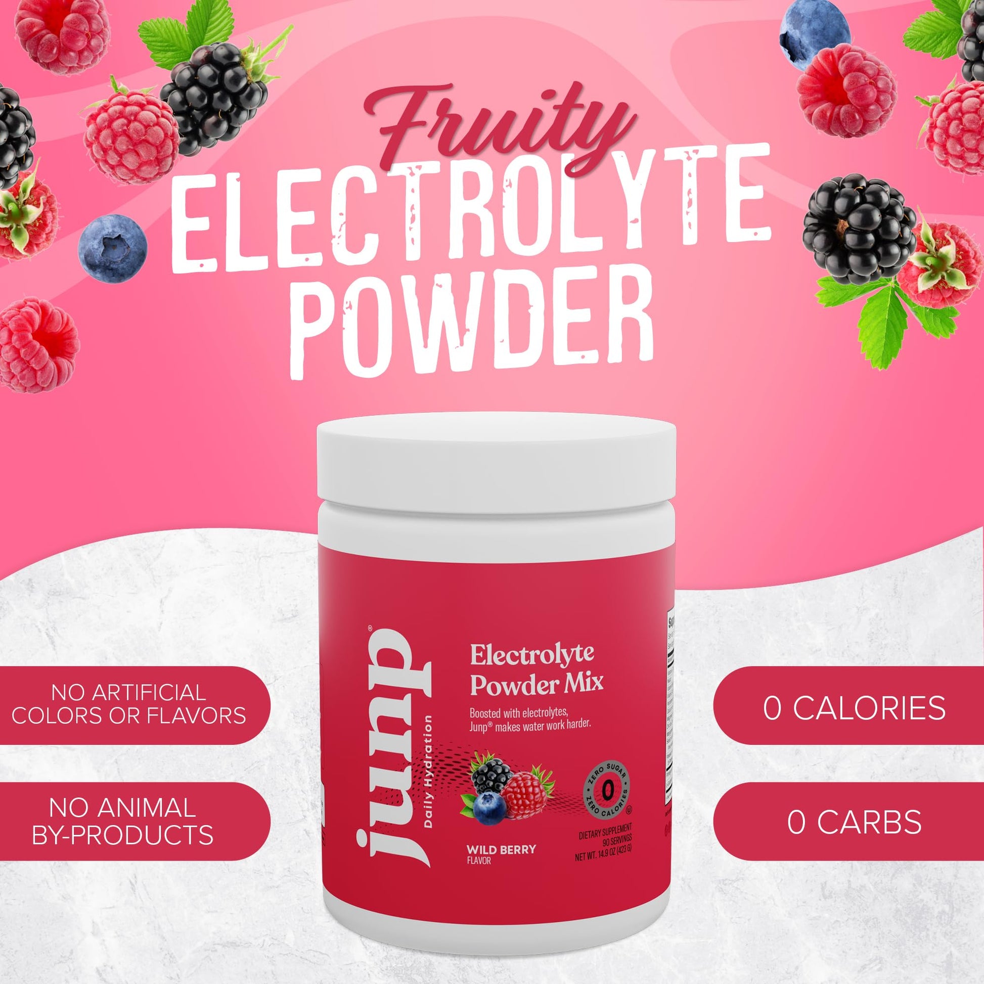 JUNP Electrolytes Powder No Sugar No Carbs, Wild Berry Fruit Flavor Keto Electrolyte Drink Mix - Potassium & Salt Hydration Powder Electrolytes, Zero Calorie Sugar Free Electrolyte Powder, 90 Servings - PrimeBioHealth - canada supplements