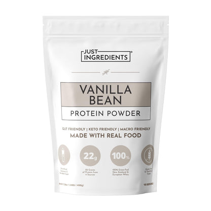 JUST INGREDIENTS Vanilla Protein Powder - Grass-Fed Whey Blend, Organic, Gluten Free, Dairy Free, Soy Free - 15 Servings, 22g Protein - PrimeBioHealth - canada supplements