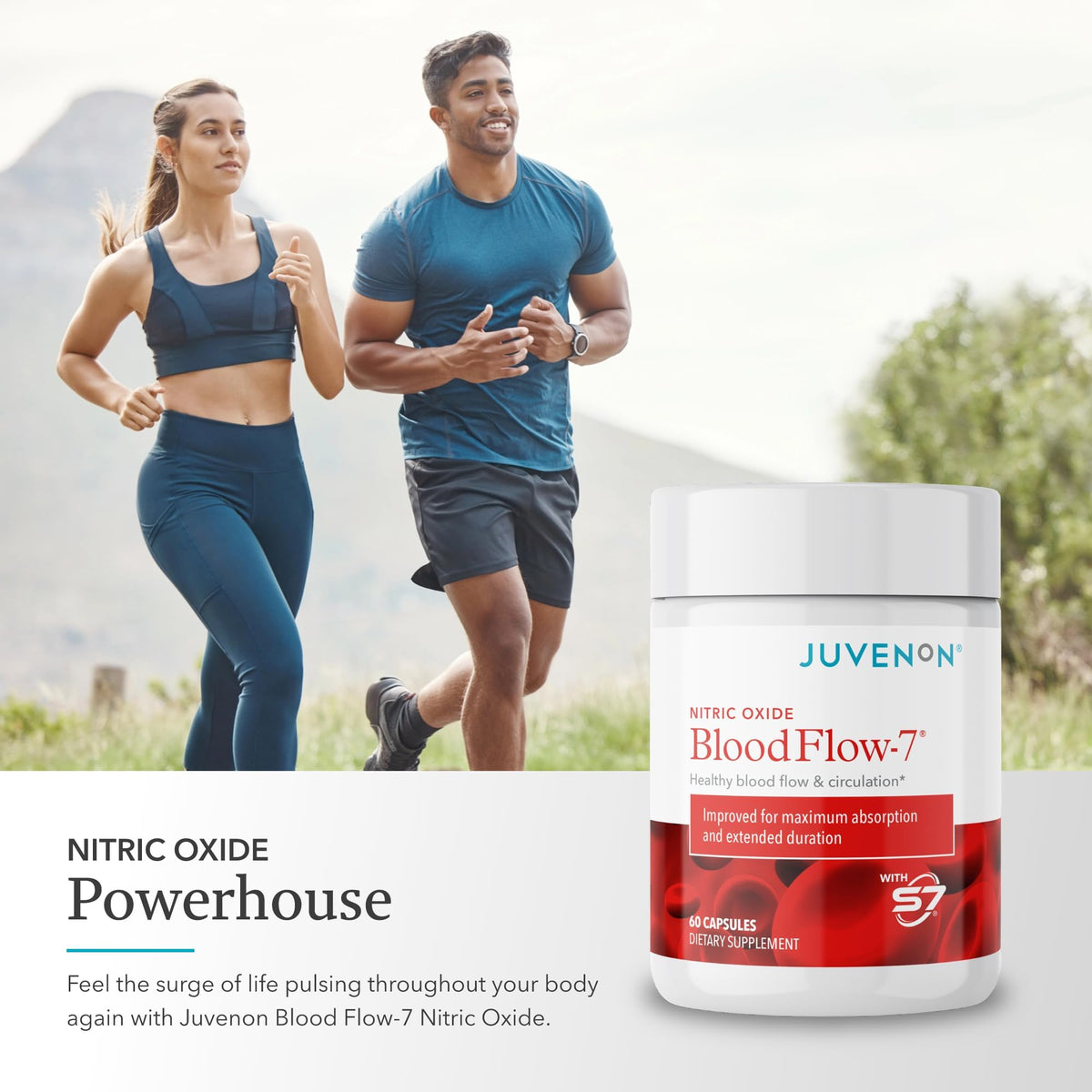 Juvenon BloodFlow-7 Nitric Oxide Supplements for Men & Women - Natural Nitric Oxide Booster with Nitrosigine® + S7® - PrimeBioHealth - canada supplements