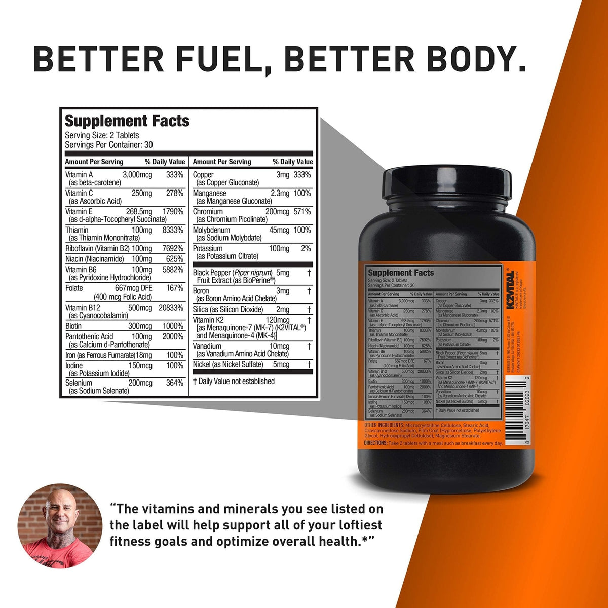 JYM Supplement Science Vita JYM Sports Multivitamin & Mineral Support, Vitamin A, C, B6, B12, E, K, Boron, Biotin, Potassium 60 Tablets - PrimeBioHealth - canada supplements