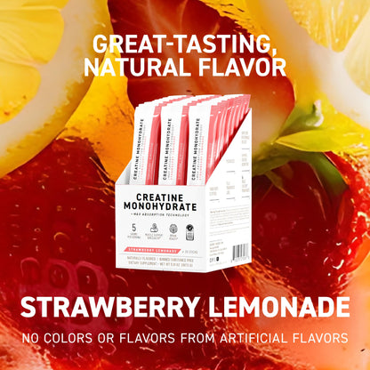 Kaged Creatine Monohydrate + Max Absorption Technology | Micronized Powder Stick Packs | Strawberry Lemonade | Muscle Building & Recovery | Brain Health - PrimeBioHealth - canada supplements