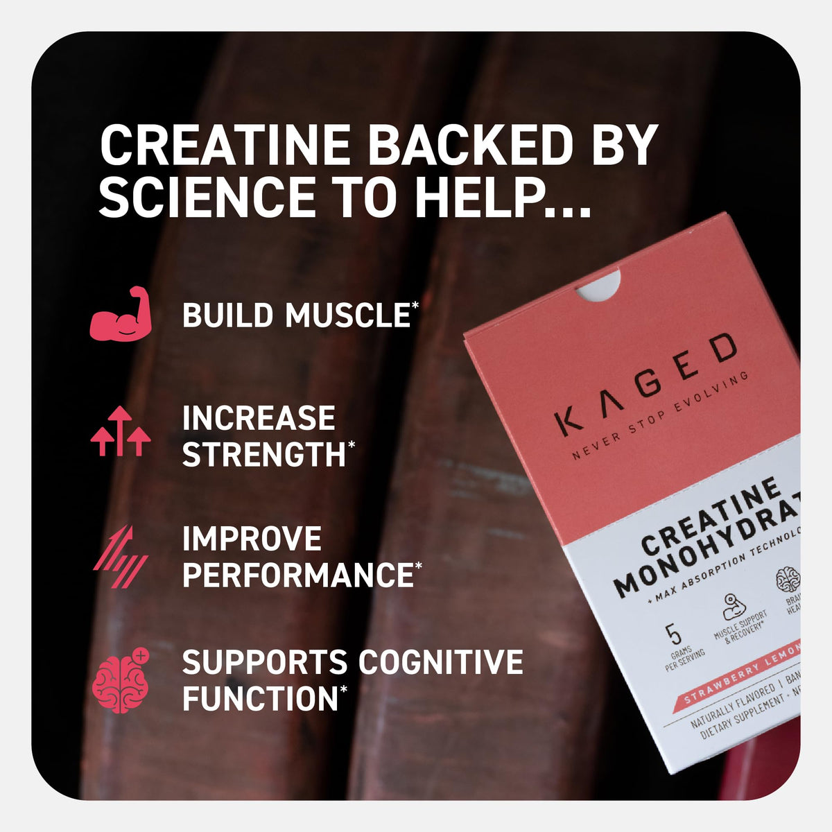 Kaged Creatine Monohydrate + Max Absorption Technology | Micronized Powder Stick Packs | Strawberry Lemonade | Muscle Building & Recovery | Brain Health - PrimeBioHealth - canada supplements