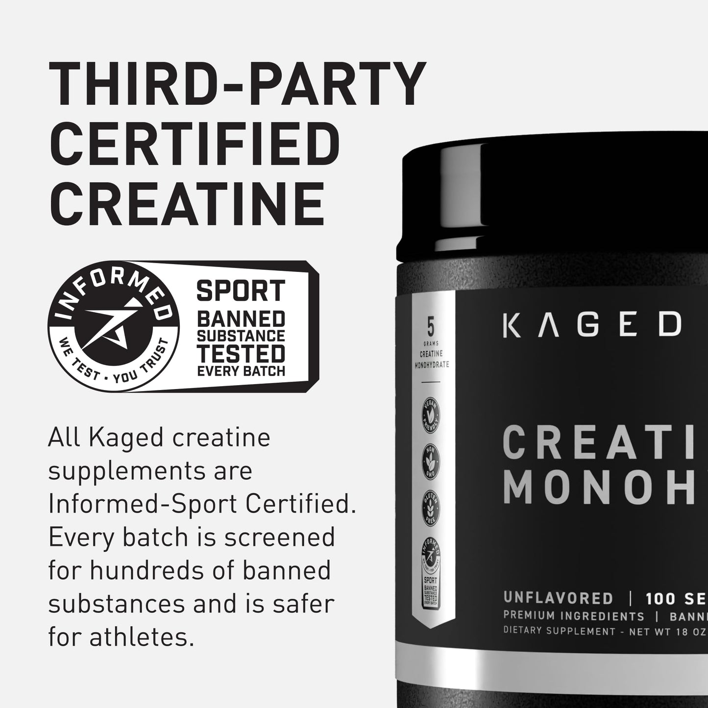 Kaged Creatine Monohydrate Micronized Powder | Unflavored | Muscle Building & Recovery | 5000 mg Per Serving | Vegan, Gluten Free, Easily Digestible - PrimeBioHealth - canada supplements