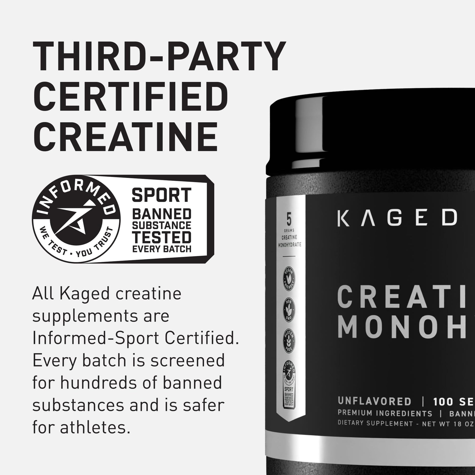 Kaged Creatine Monohydrate Micronized Powder | Unflavored | Muscle Building & Recovery | 5000 mg Per Serving | Vegan, Gluten Free, Easily Digestible - PrimeBioHealth - canada supplements
