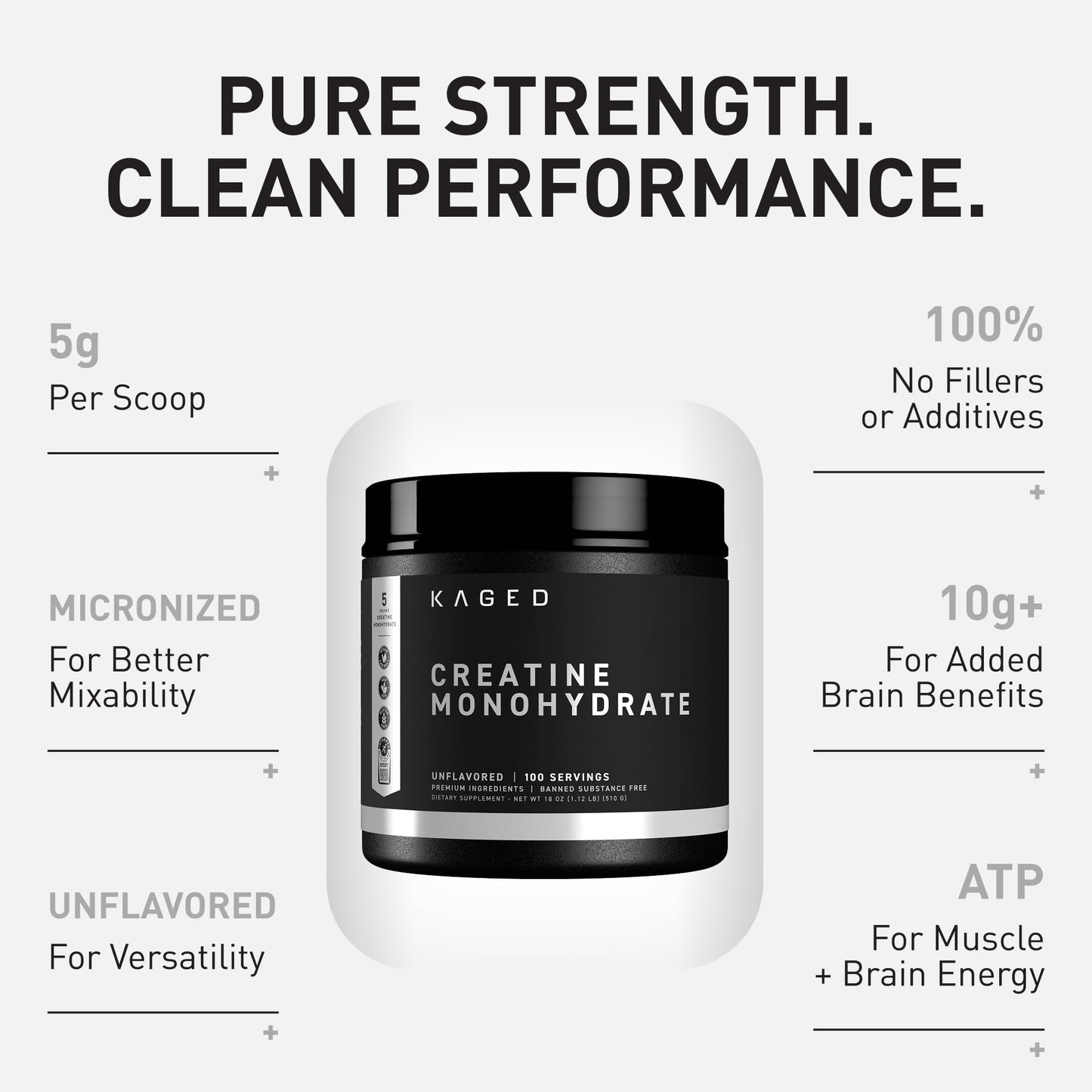 Kaged Creatine Monohydrate Micronized Powder | Unflavored | Muscle Building & Recovery | 5000 mg Per Serving | Vegan, Gluten Free, Easily Digestible - PrimeBioHealth - canada supplements