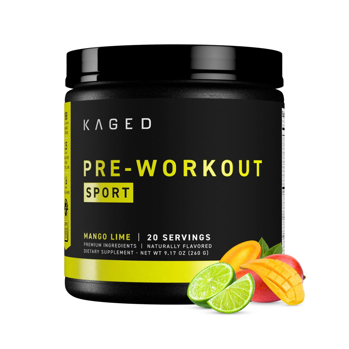 Kaged Sport Pre Workout Powder for Men & Women, Mango Lime, Sport Certified, 188mg Caffeine, Nitric Oxide Supplement, Beta Alanine for Energy, Weightlifting - PrimeBioHealth - canada supplements