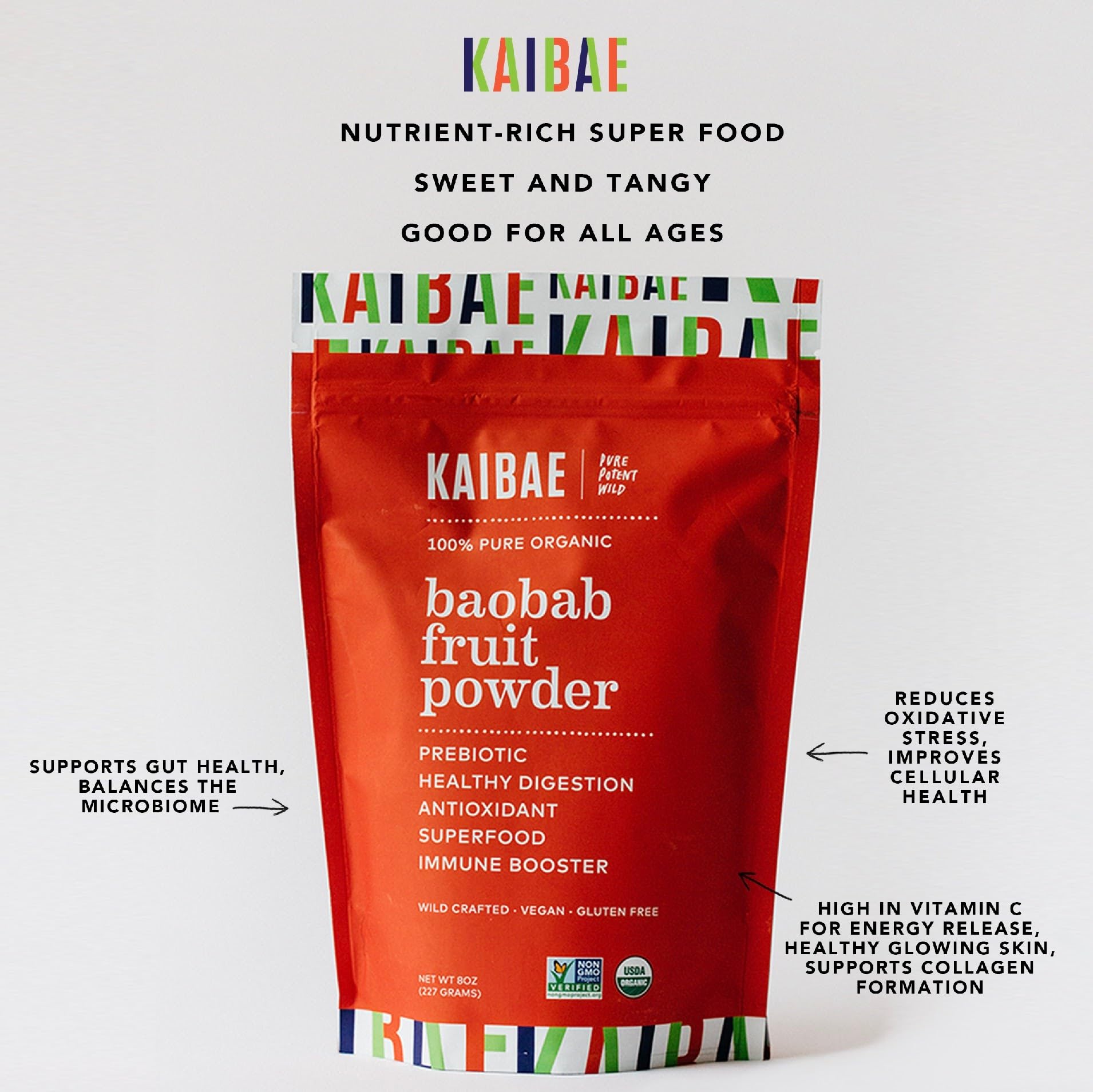 KAIBAE Premium Organic Baobab Powder | Prebiotic Fiber Superfood for Gut & Metabolic Health | Vitamin C + Polyphenols | Gluten-Free, Non-GMO, Vegan | 8 oz. - PrimeBioHealth - canada supplements