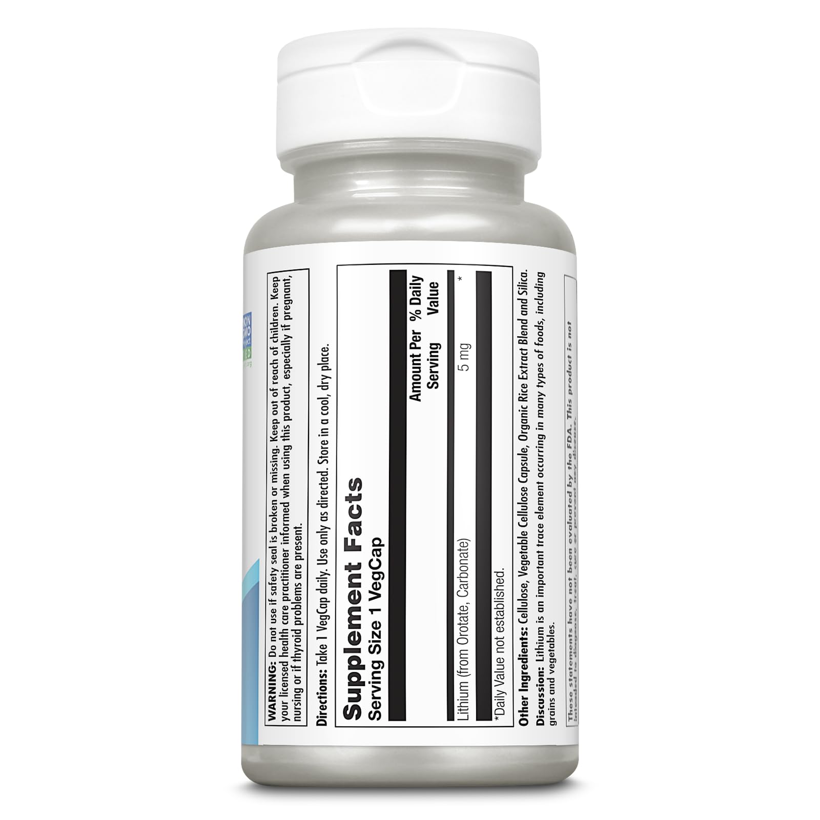 KAL Lithium Orotate 5 milligrams | Low Serving Of Chelated Lithium Orotate For Bioavailability and Mood Support | In Organic Rice Bran Extract Base | 120 VegCaps - PrimeBioHealth - canada supplements