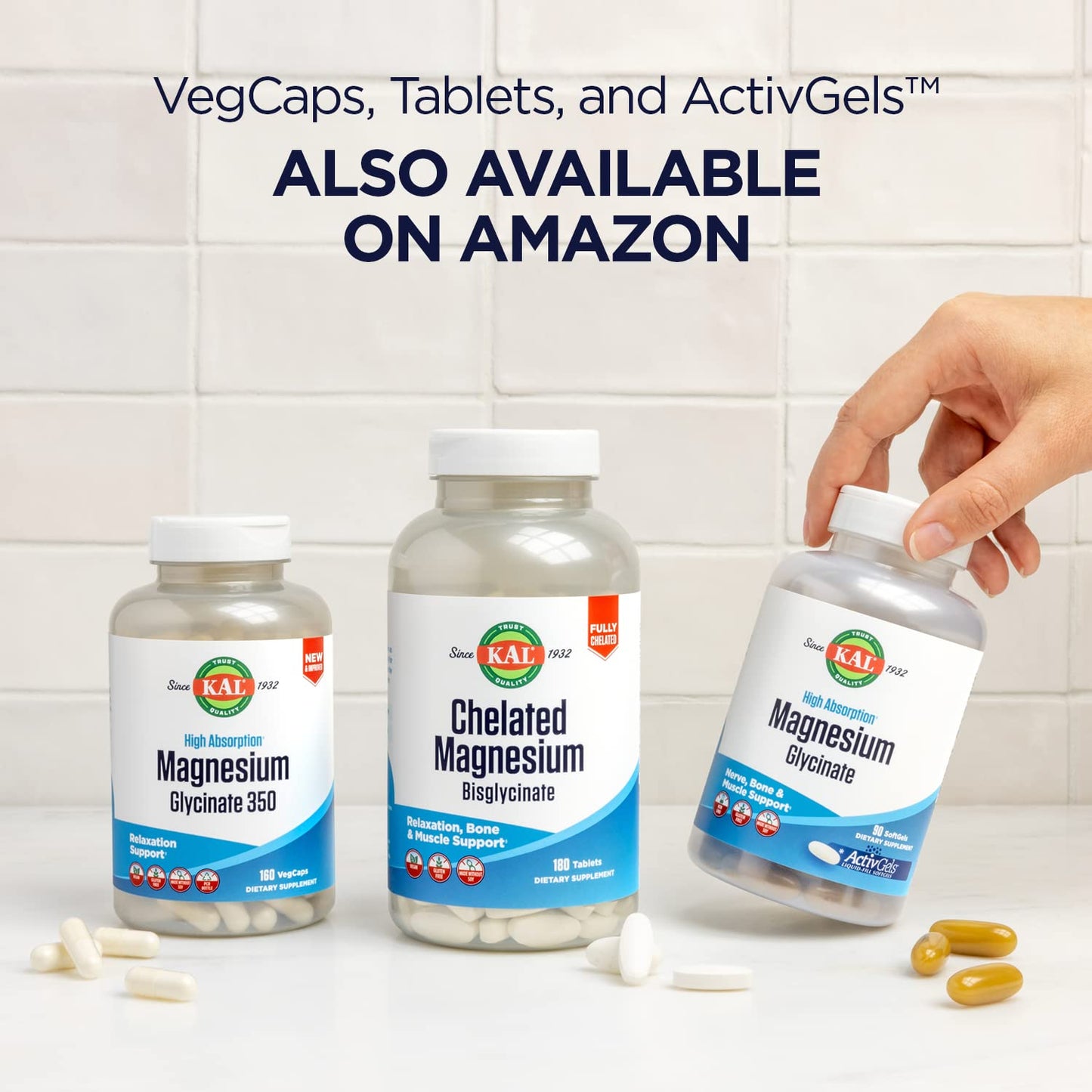 KAL Magnesium Glycinate, New & Improved Fully Chelated High Absorption Formula with BioPerine, Bisglycinate Chelate for Stress, Relaxation, Muscle & Bone Health Support, 60 Servings, 240 VegCaps - PrimeBioHealth - canada supplements