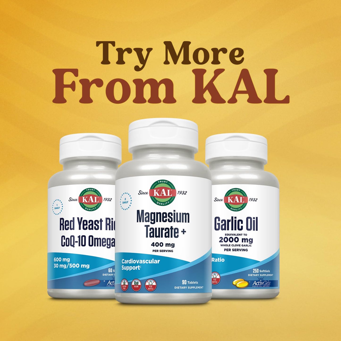 KAL Magnesium Taurate 400mg Plus Vitamin B6, Chelated Magnesium Supplement, High Absorption Magnesium Complex, Muscle and Heart Health Support, Vegan, Gluten Free, 60-Day Guarantee, 60 Serv, 120 Tabs - PrimeBioHealth - canada supplements