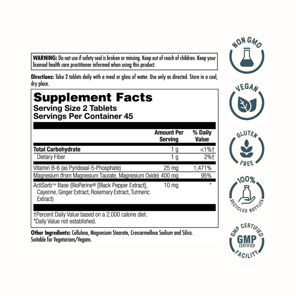 KAL Magnesium Taurate 400mg Plus Vitamin B6, Chelated Magnesium Supplement, High Absorption Magnesium Complex, Muscle and Heart Health Support, Vegan, Gluten Free, 60-Day Guarantee, 60 Serv, 120 Tabs - PrimeBioHealth - canada supplements