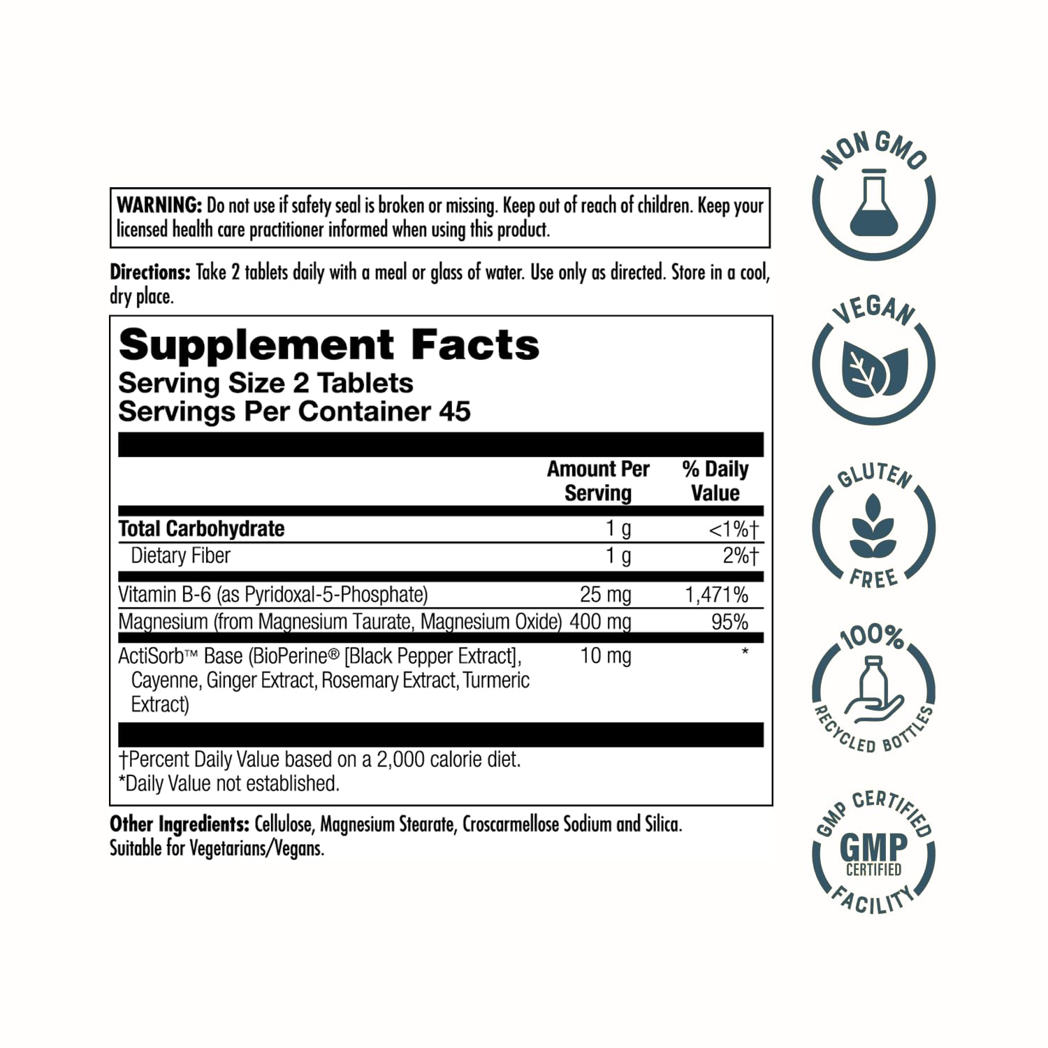 KAL Magnesium Taurate 400mg Plus Vitamin B6, Chelated Magnesium Supplement, High Absorption Magnesium Complex, Muscle and Heart Health Support, Vegan, Gluten Free, 60-Day Guarantee, 60 Serv, 120 Tabs - PrimeBioHealth - canada supplements