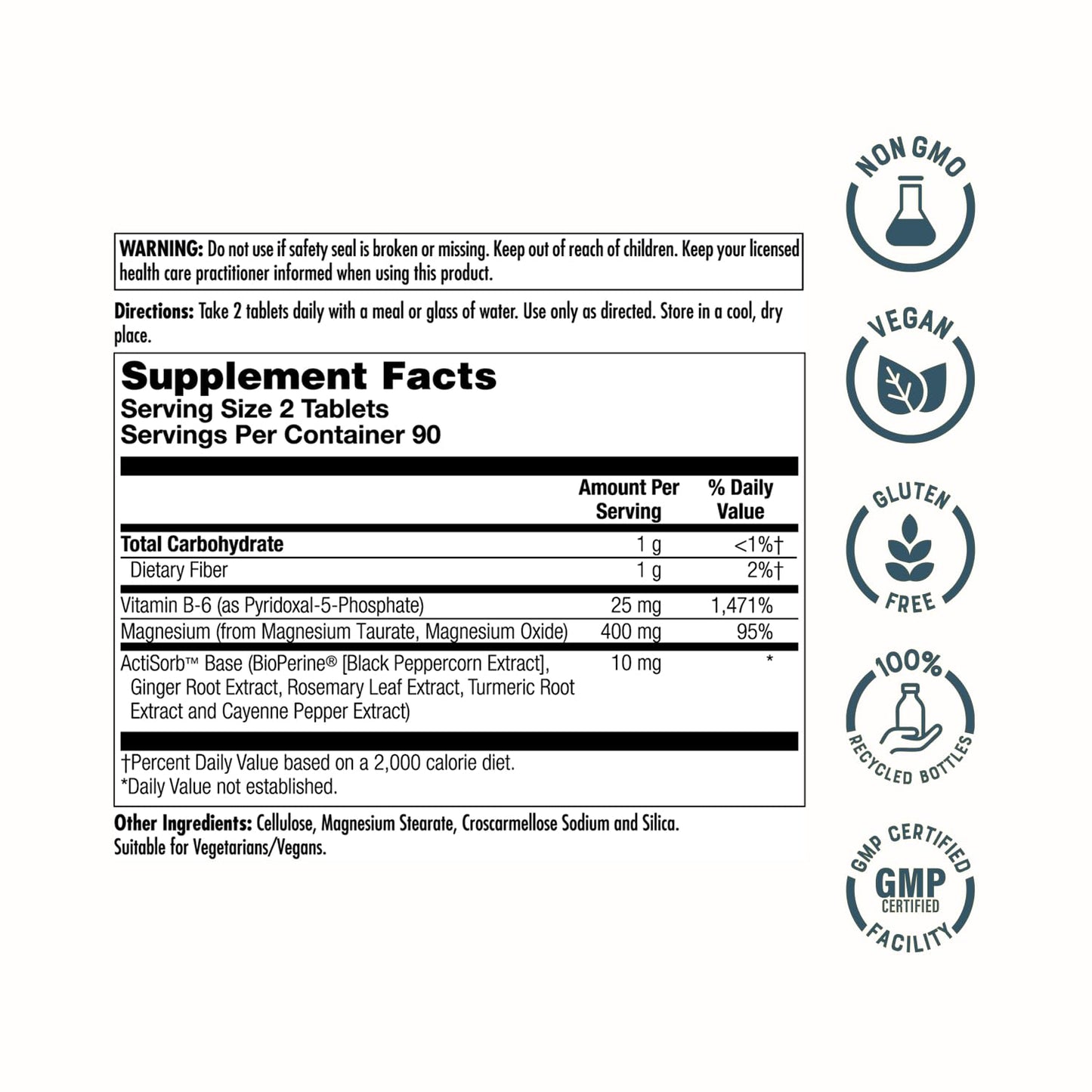 KAL Magnesium Taurate 400mg Plus Vitamin B6, Chelated Magnesium Supplement, High Absorption Magnesium Complex, Muscle and Heart Health Support, Vegan, Gluten Free, 60-Day Guarantee, 60 Serv, 120 Tabs - PrimeBioHealth - canada supplements