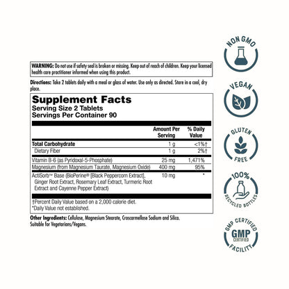 KAL Magnesium Taurate 400mg Plus Vitamin B6, Chelated Magnesium Supplement, High Absorption Magnesium Complex, Muscle and Heart Health Support, Vegan, Gluten Free, 60-Day Guarantee, 60 Serv, 120 Tabs - PrimeBioHealth - canada supplements
