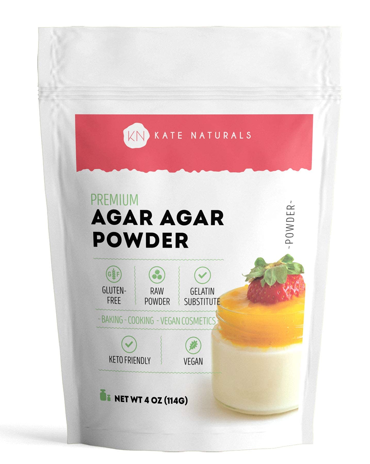 Kate Naturals Agar Agar Powder for Cooking & Petri Dishes. Vegan Gelatin Substitute Powder Unflavored for Gelatin Sheets - PrimeBioHealth - canada supplements