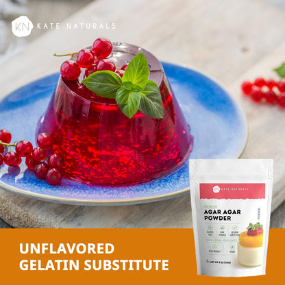 Kate Naturals Agar Agar Powder for Cooking & Petri Dishes. Vegan Gelatin Substitute Powder Unflavored for Gelatin Sheets - PrimeBioHealth - canada supplements