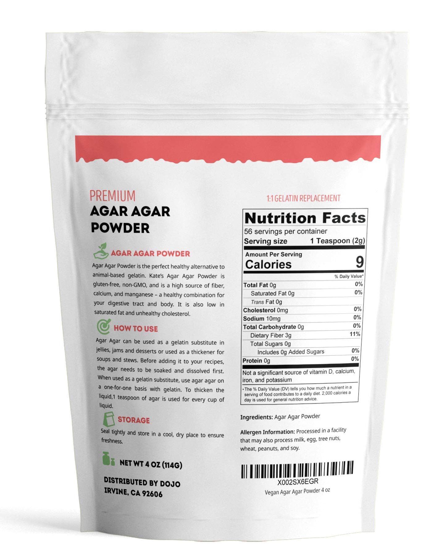 Kate Naturals Agar Agar Powder for Cooking & Petri Dishes. Vegan Gelatin Substitute Powder Unflavored for Gelatin Sheets - PrimeBioHealth - canada supplements