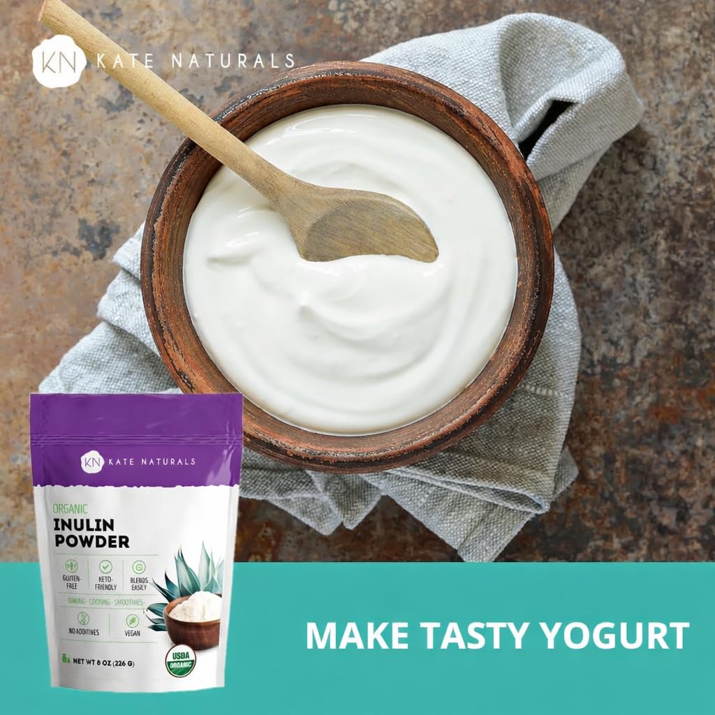 Kate Naturals Inulin Powder Organic from Blue Agave (8oz) Soluble Prebiotic Fiber for Coffee, Yogurt & Smoothies - PrimeBioHealth - canada supplements