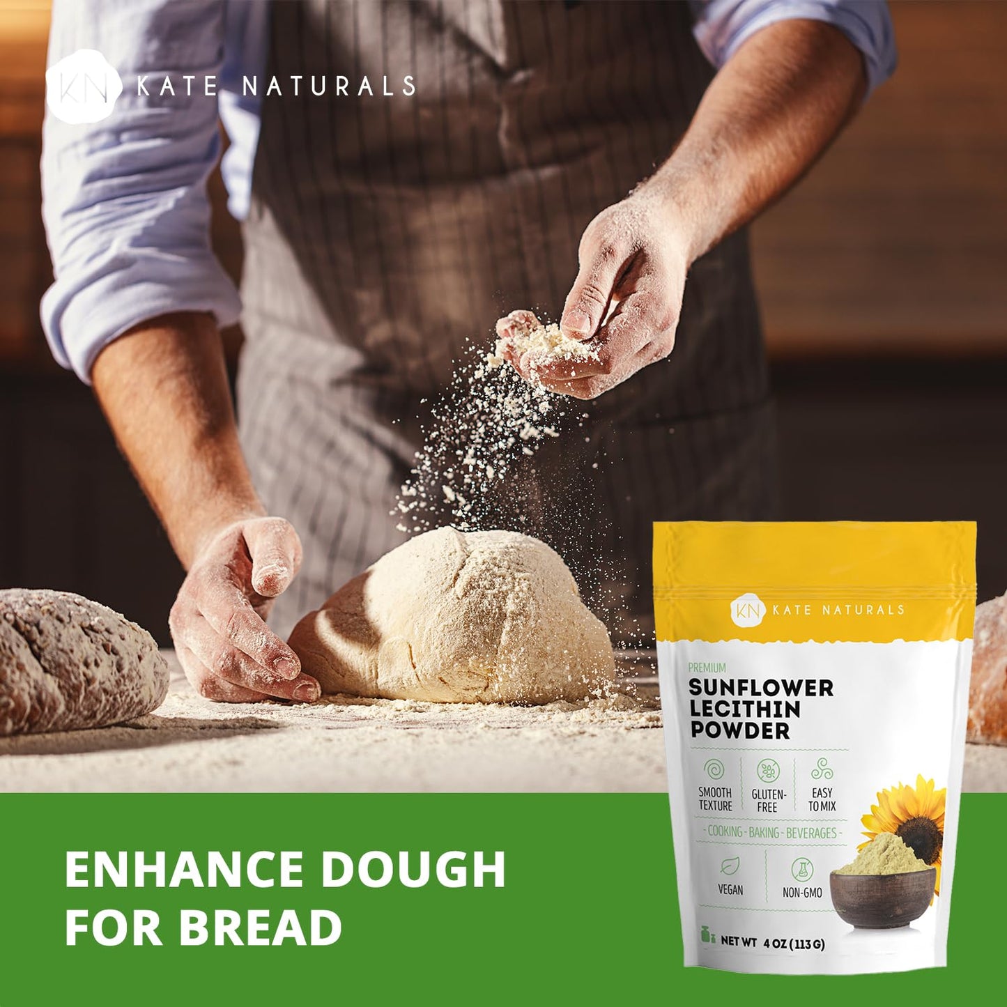 Kate Naturals Sunflower Lecithin Powder for Baking Bread, Gummies, Cooking. Lecithin Supplement for Clogged Milk Ducts. - PrimeBioHealth - canada supplements