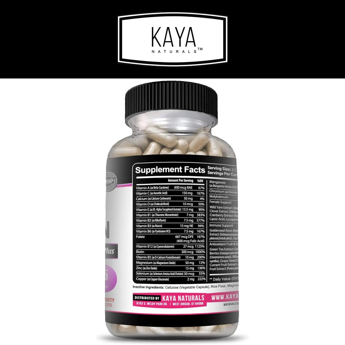 Kaya Naturals Women's Multivitamin, Overall Healthy Antioxidant, and Immune Support, Vitamins A, D, C, E, Biotin - PrimeBioHealth - canada supplements