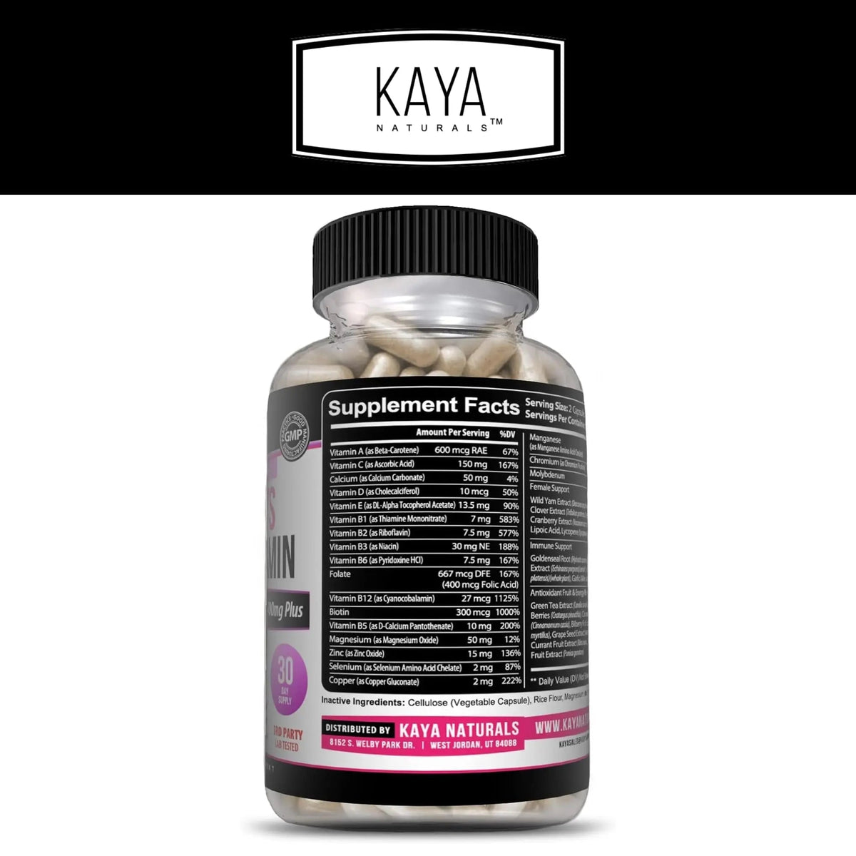 Kaya Naturals Women's Multivitamin, Overall Healthy Antioxidant, and Immune Support, Vitamins A, D, C, E, Biotin - PrimeBioHealth - canada supplements