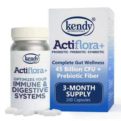 Kendy Actiflora Probiotic + Prebiotic & Synbiotic Capsules – Advanced Formula w/L. bulgaricus for Digestive Health & Gut Balance – 45-Billion CFU Daily Supplement - PrimeBioHealth - canada supplements