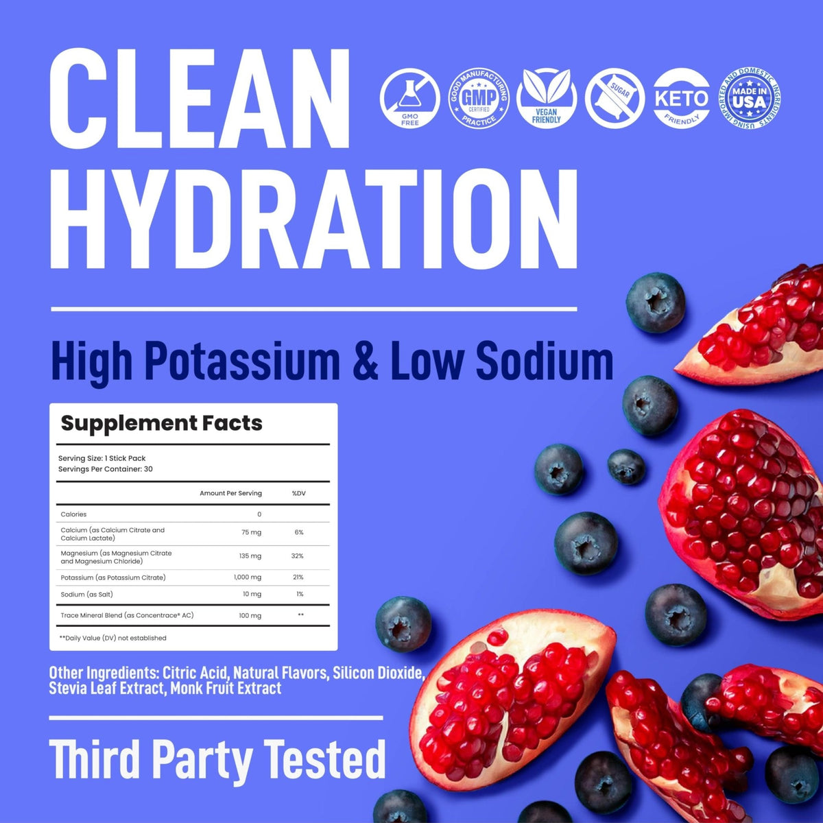 Keppi Electrolytes Powder Packets – Blueberry Pomegranate 30 Servings – No Sugar Hydration Supplement with Potassium, Magnesium, Sodium – Keto, Vegan - PrimeBioHealth - canada supplements
