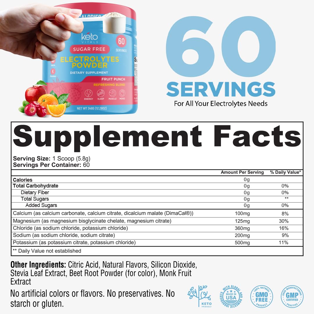 Keto Vitals Keto Electrolytes Powder | Keto-Friendly Electrolytes with Potassium, Magnesium, Sodium, Calcium | Electrolytes Sugar Free | Supplement Energy Drink Mix - PrimeBioHealth - canada supplements