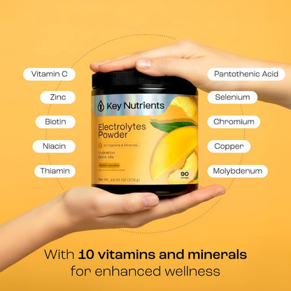 KEY NUTRIENTS Multivitamin Electrolytes Powder No Sugar - Tropical Peach Mango Electrolyte Powder - Endurance & Energy Supplement - Hydration Powder - PrimeBioHealth - canada supplements