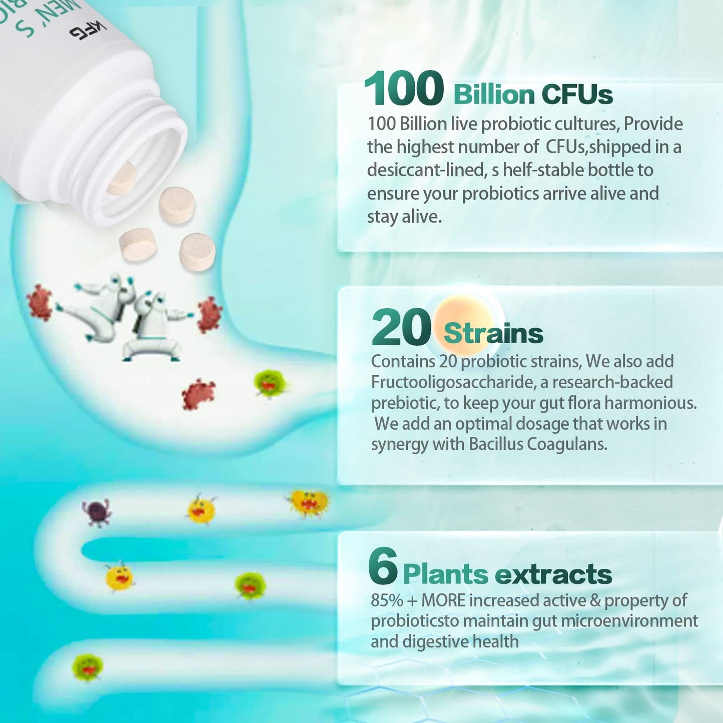 KFG Probiotic Supplement 100 Billion CFU, 20 Strains, 2 Prebiotics and Digestive Enzymes, Supports Digestion, Immune Support, Gut Health and Metabolism, Non-GMO, - PrimeBioHealth - canada supplements