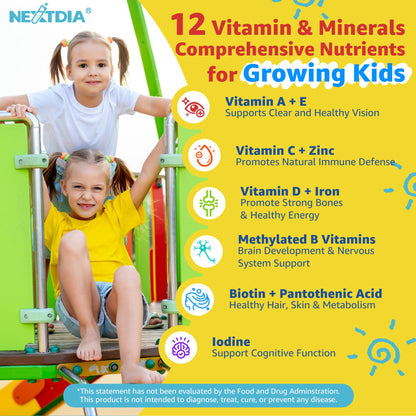 Kids Multivitamin Gummies with Iron, Sugar Free, Kids Daily Vitamins + Probiotics, Algae Omega 3 (EPA/DHA), A, C, D, Methyl B12, Folate, B6, Zinc, Biotin, for Healthy Growth, Immune Support, 60 Count - PrimeBioHealth - canada supplements