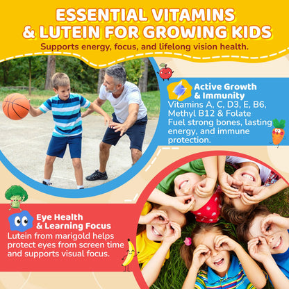 Kids Probiotic + Prebiotic Fiber Gummies 5G, 12 Billion CFU Probiotic & Veggie Fruit Fiber, w/ Organic Inulin, Methyl B12 B6 D3 C, Lutein for Children's Digestive & Gut, - PrimeBioHealth - canada supplements
