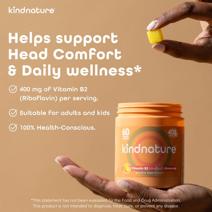 kindnature Vitamin B2 Gummies - Riboflavin 400mg Supplement for Kids & Adults - Non-GMO, Soy & Gluten-Free - PrimeBioHealth - canada supplements