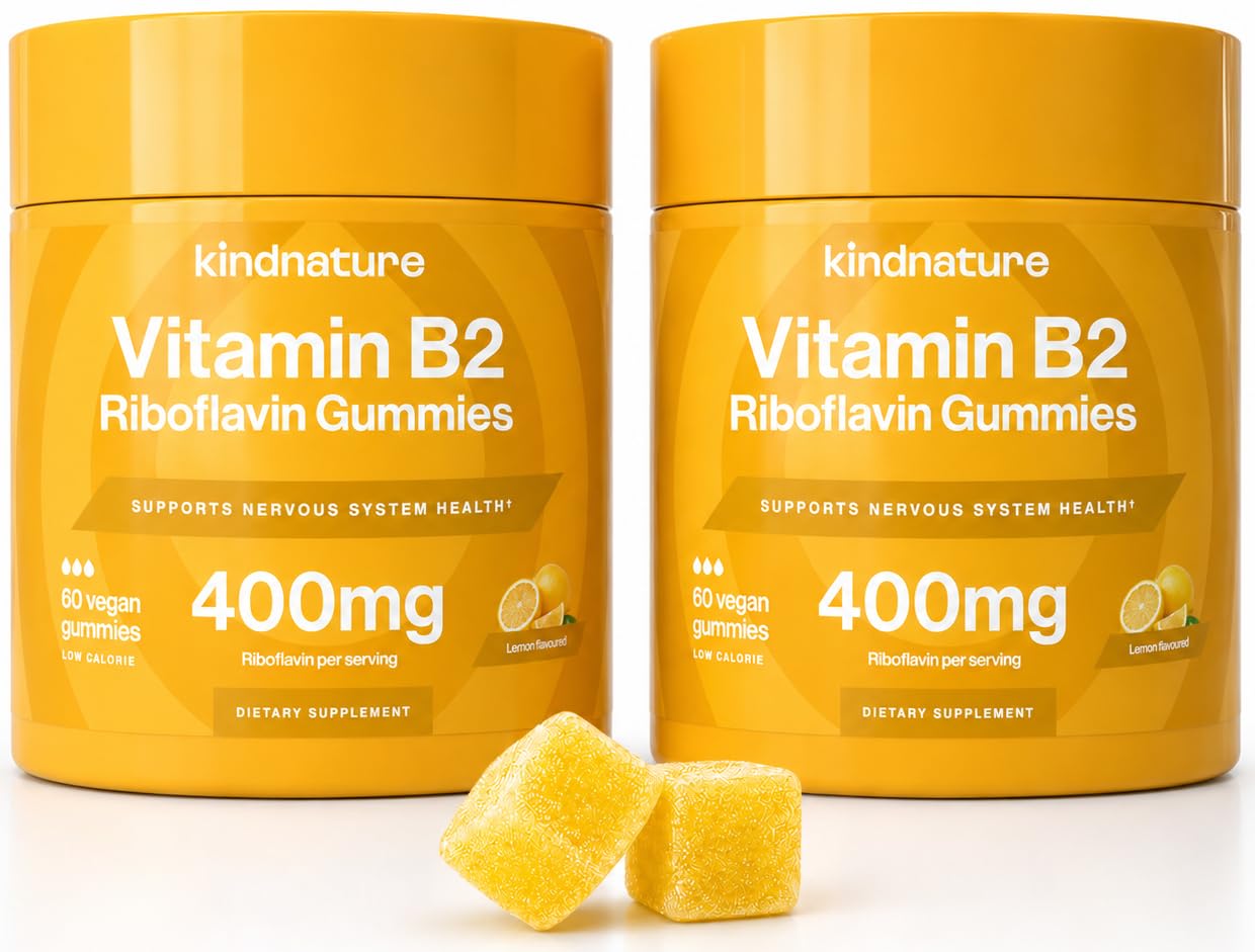kindnature Vitamin B2 Gummies - Riboflavin 400mg Supplement for Kids & Adults - Non-GMO, Soy & Gluten-Free, Vegan Chewable Gummies (30 Day Supply) (2) - PrimeBioHealth - canada supplements