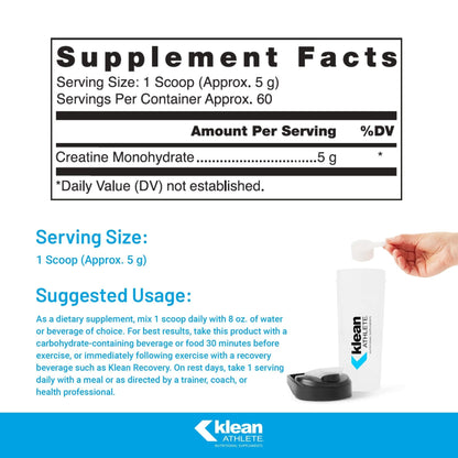 Klean Athlete Klean Creatine - Supports Muscle Strength, Performance & Recovery from Strenuous Exercise* - NSF Certified for Sport - 11.1 Ounces - Unflavored - PrimeBioHealth - canada supplements