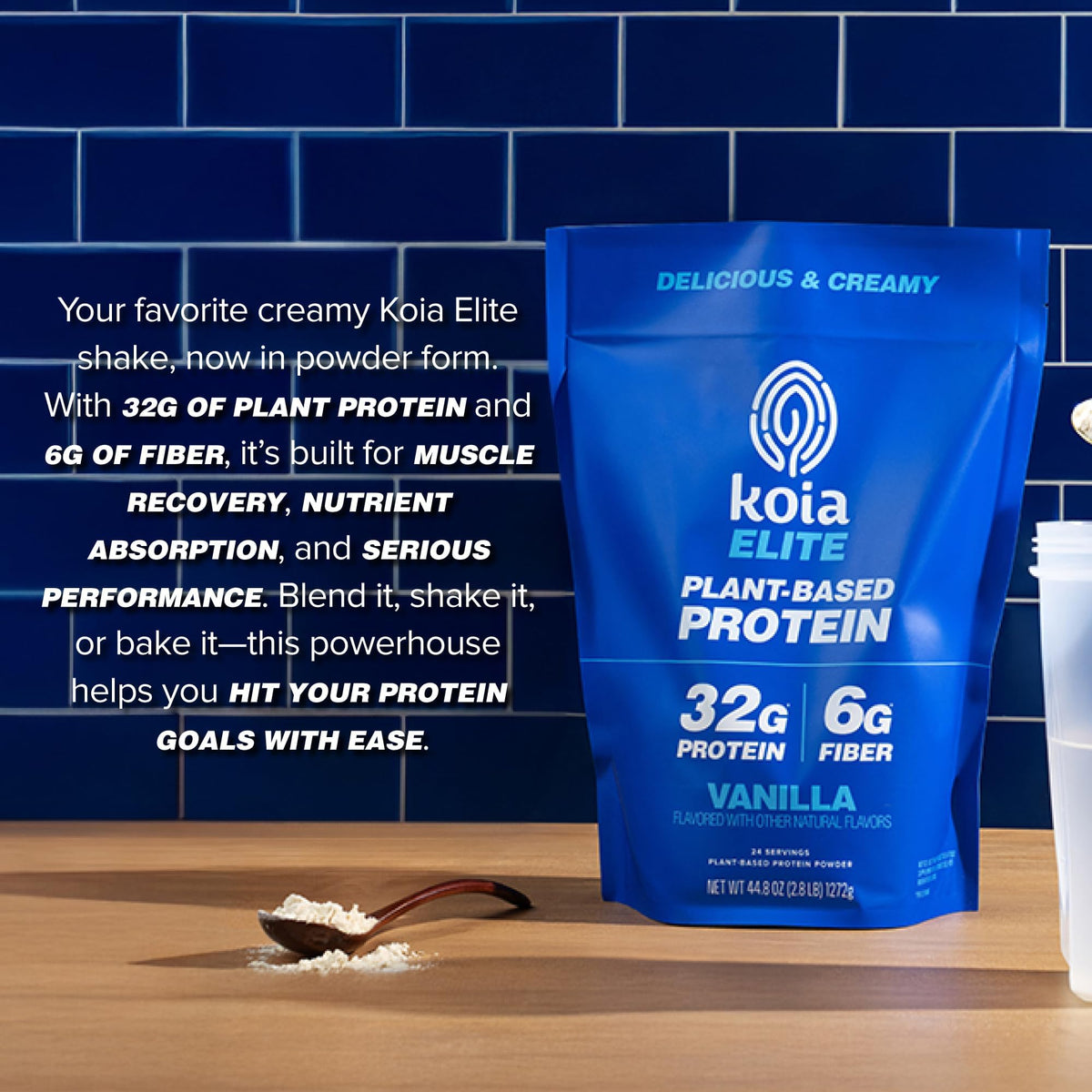 Koia Plant Based Protein Elite Powder, Vanilla, 32g Protein, 4g Sugar, 6g Prebiotic Fiber, Pre & Post Workout, 21 Vitamins & Minerals, Dairy-Free, Gluten-Free, Non-GMO, 24 Servings, 44.8 Oz - PrimeBioHealth - canada supplements