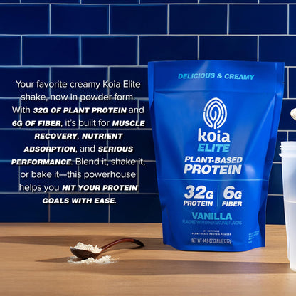 Koia Plant Based Protein Elite Powder, Vanilla, 32g Protein, 4g Sugar, 6g Prebiotic Fiber, Pre & Post Workout, 21 Vitamins & Minerals, Dairy-Free, Gluten-Free, Non-GMO, 24 Servings, 44.8 Oz - PrimeBioHealth - canada supplements
