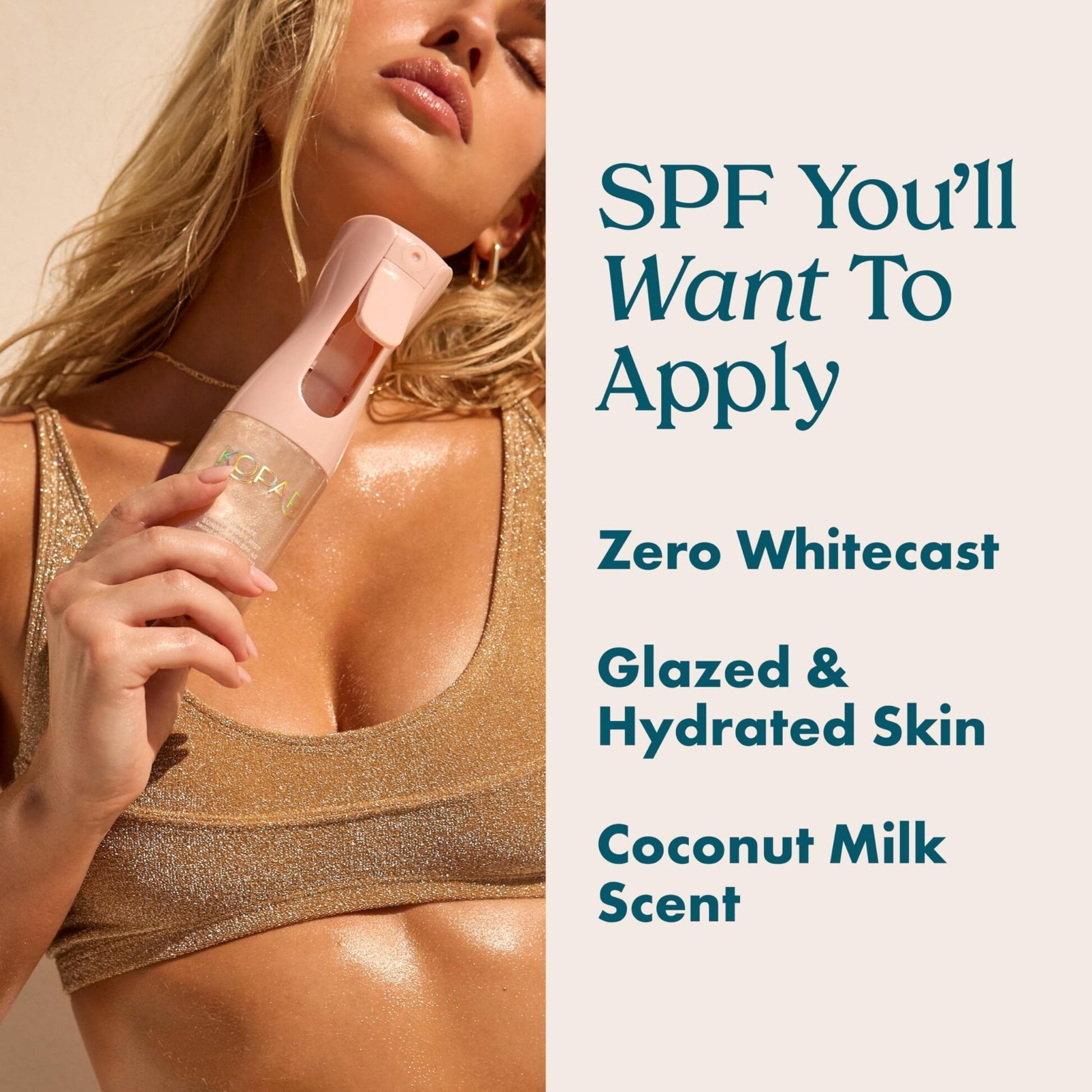 Kopari Rose Gold Sunglaze Sheer Body Mist Sunscreen SPF 42, Infused with Shimmering Body Oil, Hydrating Mist, Hydrates - PrimeBioHealth - canada supplements