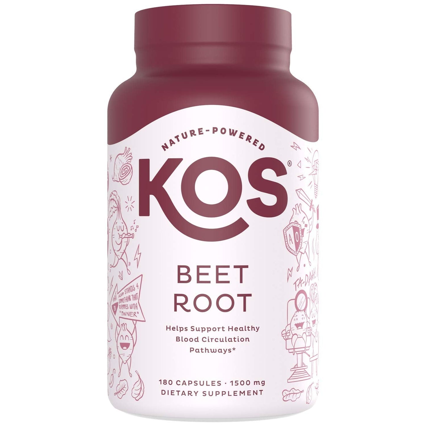 KOS Organic Beetroot Capsules 1500mg - USDA Organic, Antioxidant Power from Organic Beet Root Superfood, Supports Healthy & Active Lifestyle - Non-GMO, - PrimeBioHealth - canada supplements