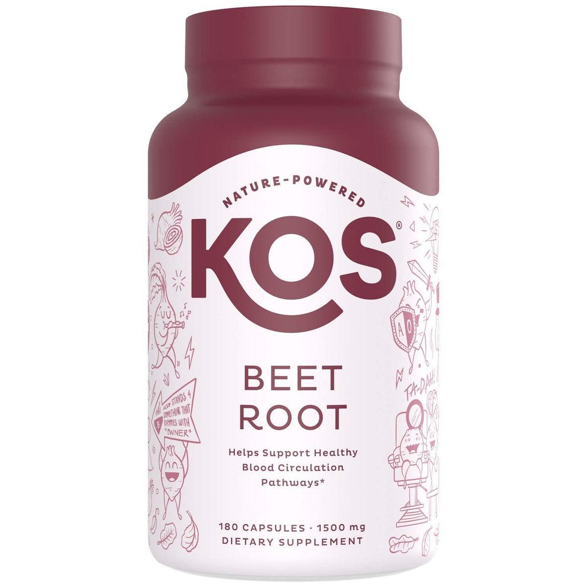 KOS Organic Beetroot Capsules 1500mg - USDA Organic, Antioxidant Power from Organic Beet Root Superfood, Supports Healthy & Active Lifestyle - Non-GMO, - PrimeBioHealth - canada supplements
